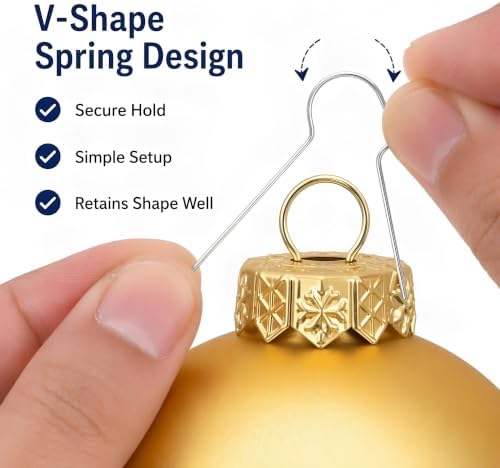 Ipetboom 300pcs Christmas Ball Cap Hooks, Metal V Shape Ornament Hanger - Image 6