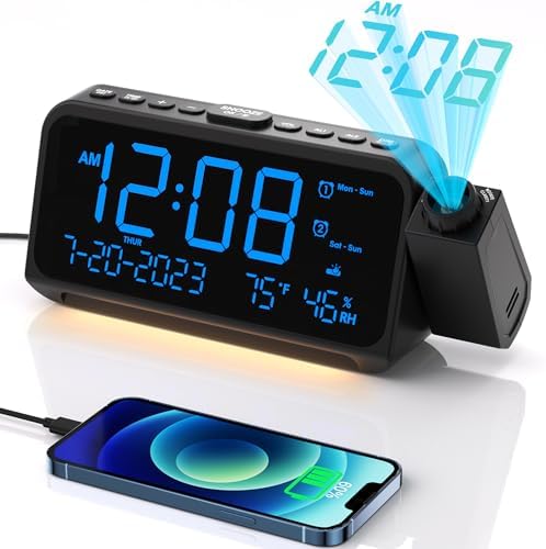 OnLyee Projection Clock for Bedroom Ceiling, Alarm Clock for Heavy Sleepers by OnLyee