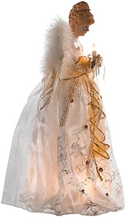 Kurt Adler 16-Inch UL 10 Light Ivory and Gold Angel Treetop - Image 3