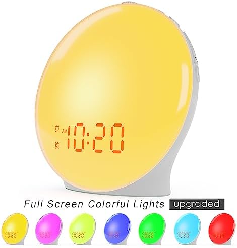JALL Full-Screen Wake Up Light Sunrise Alarm Clocks for Bedrooms, White Noise Machine for Heavy Sleepers, 25 Natural Sounds, Dual Alarms, FM Radio, 17 Dimmable Colors, Bluetooth Speaker - Image 6