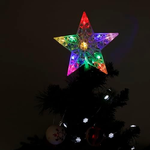Alpine Corporation 9" H Star Tree Topper with Multi-Color LED Lights, Christmas Decoration - Image 5