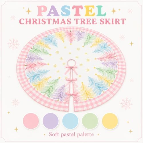Sanwuta Christmas Tree Skirt 36 Inch Pastel Candy Christmas Decoration - Image 3