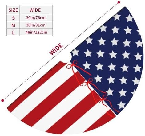 American Flag Christmas Tree Skirt Xmas Tree Mat Holiday Party Home Decor 48 inch - Image 2