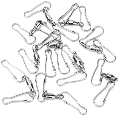 10 Pack Swivel Hook Stainless Steel 360 Rotating Wind Spinner Hooks Dual Clamp Holder for Bird Feeders Wind Chimes Spiral Ornaments Party Hanging Decor (Small Size 3.8x4.8cm) by Unknown