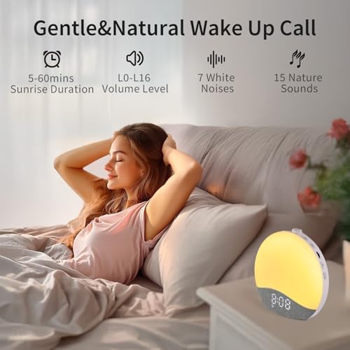 EASYERA Sunrise Alarm Clock Sound Machine, 26 Soothing Sounds - Image 4