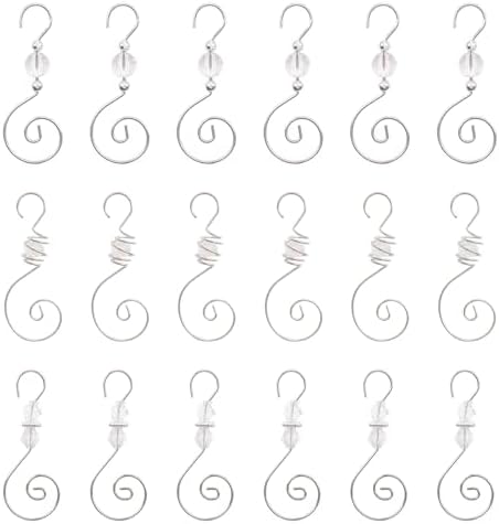 INCREWAY Ornament Hooks, 30 PCS 3 Style Silver S-Shaped Hangers Hook Swirl Christmas Tree Hanger Metal Hooks with Crystal Beaded by ForHome