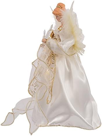 Kurt Adler 10-Light Angel Tree Topper, Ivory and Gold, 12in - Image 5