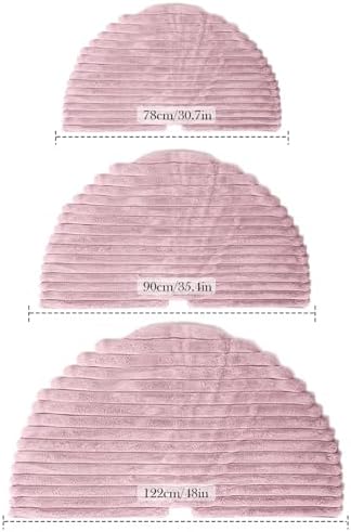 Christmas Tree Skirt Pink Plush 48 inch Faux Fur Xmas Tree Skirt Soft Plush Stripe Textured Pattern for Holiday Party Christmas Tree Decorations - Image 3