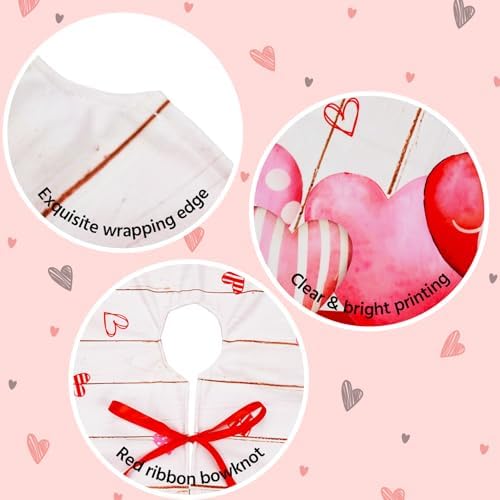 48 Inch Valentine's Day Tree Skirt Mat Short Plush Red Heart Tree Skirts for Indoor Outdoor Valentine's Day Tree Decoration(Red Heart&Letter) - Image 5