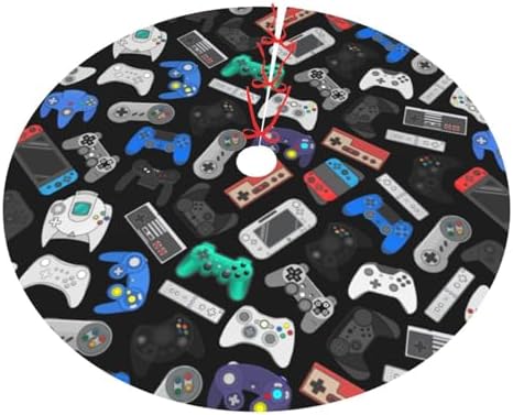 Video Game Controller Background Halloween Christmas Tree Skirt 48 Inch by Yomko
