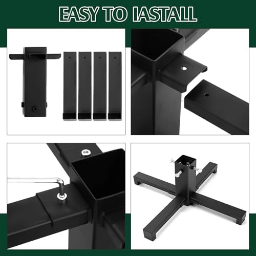 Hortsun Christmas Tree Stand Base for Artificial Real Live Trees Square Portable Iron Metal Holder, Fits up to 7 FT Xmas Fake Trees with 2 Inch Diameter Pole or Less Detachable Stand for Party(Black) - Image 4