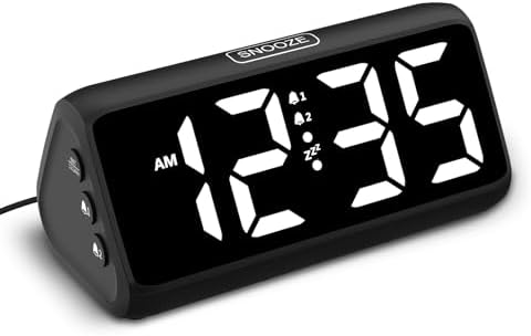 Netzu Digital Alarm Clocks for Bedrooms, Loud Alarm Clock with Dual Alarms, Bold Digits, 5 Dimmers, 4 Volumes, Snooze, Bedside Clock for Deep Sleepers Kids Teens Seniors, Plug in Clock, Easy to Set by Netzu