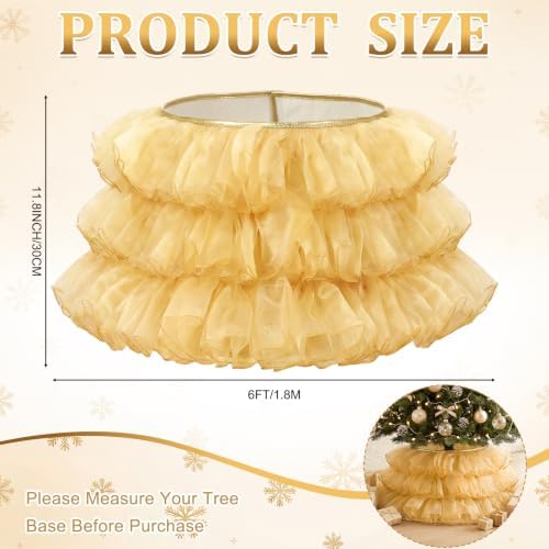 Halloscume 25 Inch Gold Tulle Christmas Tree Collar Skirt Wedding - Image 2
