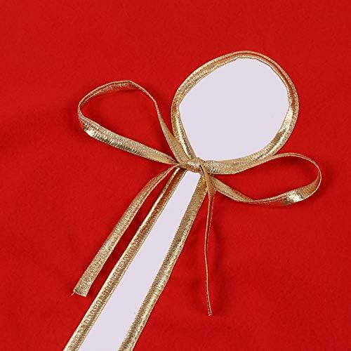 Red Christmas Tree Skirt with Gold Rim 48",Flannelette Santa Reindeer Xmas Party Holiday Decorations for 7Ft/7.5Ft/8Ft Christmas Tree (Red, 48") - Image 5