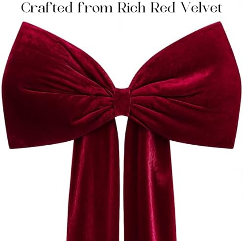Knitgrip Extra Large Velvet Christmas Tree Topper Bow, Burgundy, 118 Inch - Image 2
