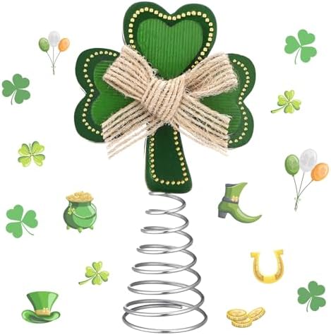 Zomiboo St Patrick's Day Miniature Tree Topper with Lucky Shamrock Decoration St Patrick's Day Ornaments Irish Theme Tree Decoration for Holiday Party Supplies Gift by Zomiboo