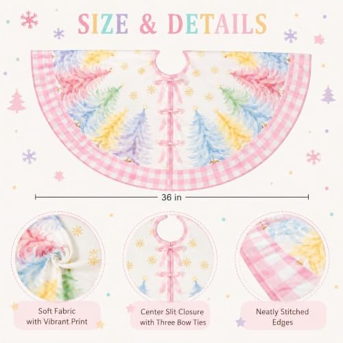 Sanwuta Christmas Tree Skirt 36 Inch Pastel Candy Christmas Decoration - Image 2