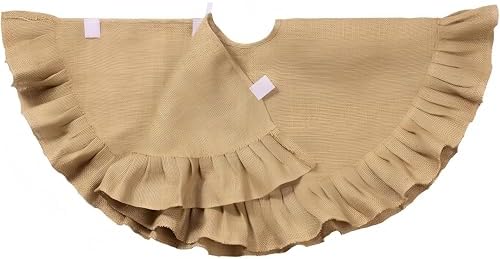 Tatuo 55 Inch Christmas Tree Skirt Decor, Burlap Ruffled Tree Skirt, Linen - Image 6
