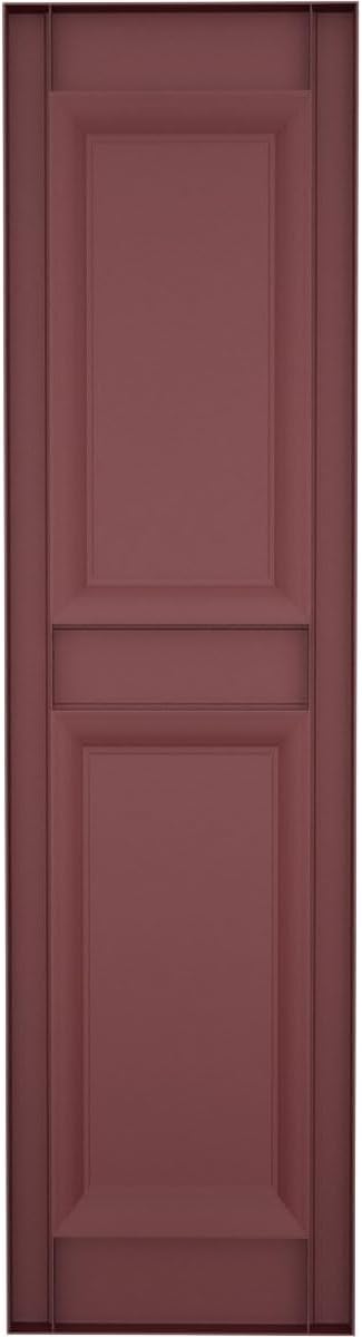 Ekena Millwork Lifetime Vinyl LP2S14X05900WN Standard Two Equal Panel Vinyls, Raised Panel Vinyl Shutters, w/Installation Shutter-Lok's & Matching Screws (Per Pair), 14 3/4"W x 59"H, Wineberry