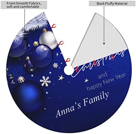 Custom Christmas Tree Skirt Personalized Name Text Christmas Blue Ball Snowflake 48 Inch for Xmas New Year Nightmare Before Christmas Decorations Lobby Home - Image 2