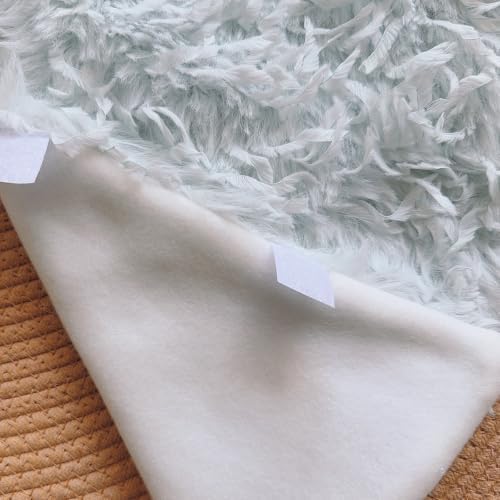 Light Blue Faux Fur Christmas Tree Skirt Mini 24 Inch with Long Feather Design, Luxurious Small Plush Xmas Tree Skirt for Holiday Decor, Winter Party, and Festive Home Decorations - 63cm - Image 2
