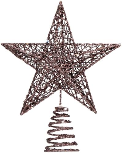 Bememo 8 Inches Glitter Star Christmas Tree Topper Shimmery,Gold, Brown by Bememo