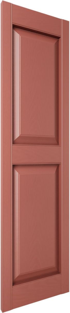 Ekena Millwork Lifetime Vinyl LP2S14X05100RD Standard Two Equal Panel Vinyls, Raised Panel Vinyl Shutters, w/Installation Shutter-Lok's & Matching Screws (Per Pair), 14 3/4"W x 51"H, Burgundy Red