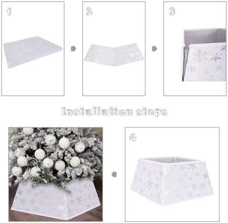 Christmas Tree Collars for Atificial Trees, 24 Inch Snowflake Christmas Skirt, Base Cover,Holiday Home Decor Ring (Snow-Silver, Medium) - Image 3