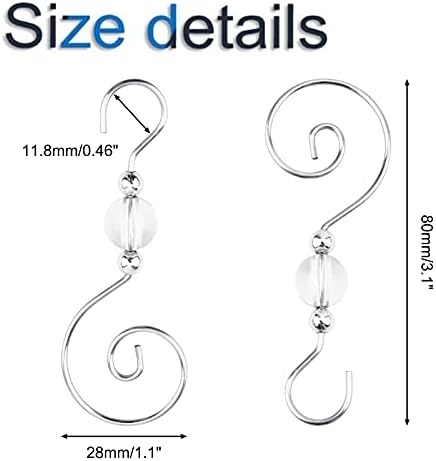 INCREWAY 30 Pcs Silver S-Shaped Christmas Tree Hanger Hooks with Crystal Beads - Image 2
