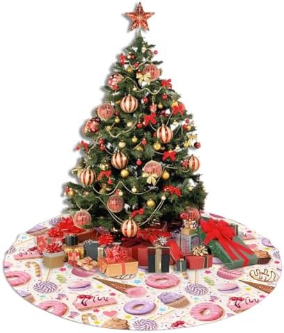 Lollipop Candy Macaroon Cupcake Christmas Tree Skirt 48" for Xmas Halloween New Year Holiday Party Home Tree Mat Decor Ornaments Decoration - Image 5