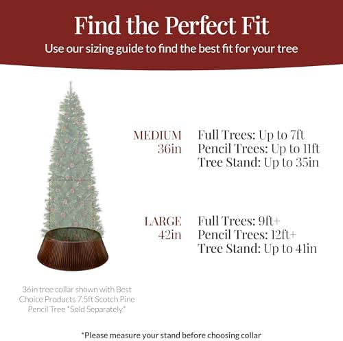 Best Choice Products Christmas Tree Collar, Solid Wood Slatted Tree Skirt Holiday Accessory for Home - Walnut - Image 4