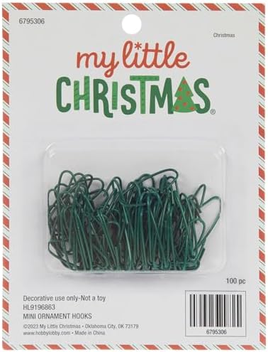 My Little Christmas Tree Ornament Mini Hooks - Hanging Hardware - 1 Inch - 100 Pieces (Green) by Unknown