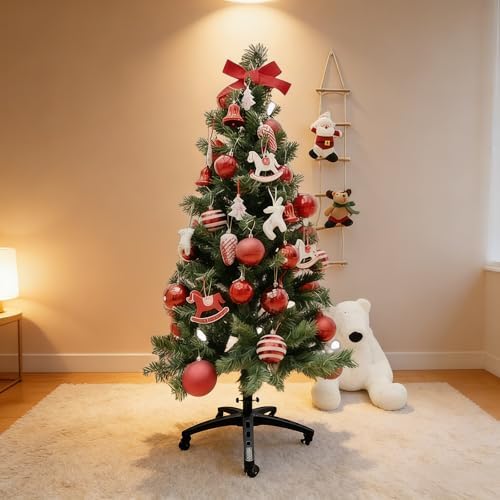Rolling Christmas Tree Stand with 5 Wheels for up to 9 Foot Artificial Trees, Universal Heavy Duty Movable Xmas Tree Stand Base, Adjustable Fake Tree Holder Base with Rotating Casters - Image 2