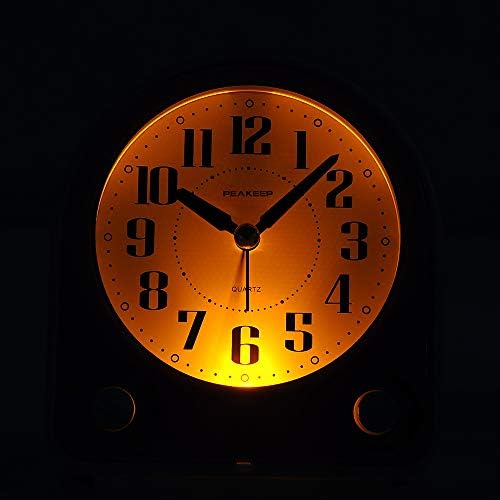 Peakeep Analog Alarm Clock Non-Ticking Silent, 7 Wake-up Sounds | with Volume Control, Nightlight and Snooze, AA Battery Operated (Green) - Image 6