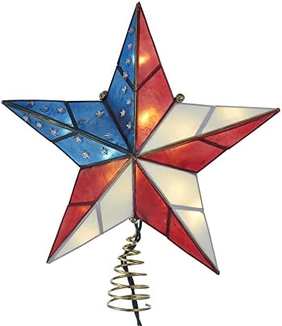Kurt Adler UL 10L Capiz American Flag Inspired Star Treetop - Image 2