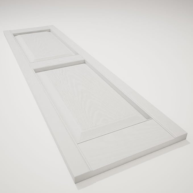 Ekena Millwork Lifetime Vinyl LP2S14X05900WH Standard Two Equal Panel Vinyls, Raised Panel Vinyl Shutters, w/Installation Shutter-Lok's & Matching Screws (Per Pair), 14.75"W x 59"H, White