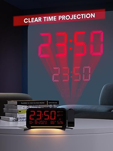 Mesqool Projection Alarm Clock Ceiling Display, with Temperature, Humidity - Image 3