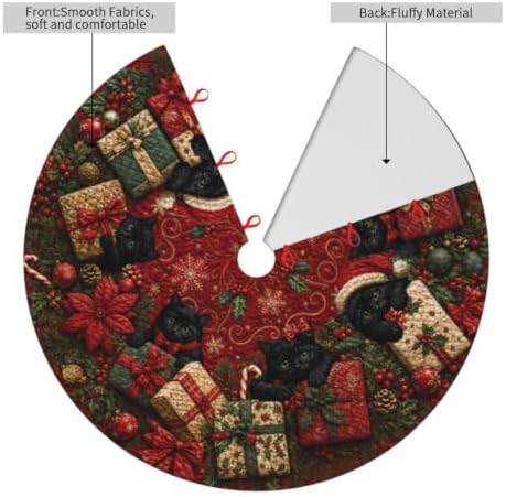 Christmas Cats Tree Skirt Tree Mat for Xmas Holiday Party Decorations Indoor Outdoor 36 Inch - Image 4