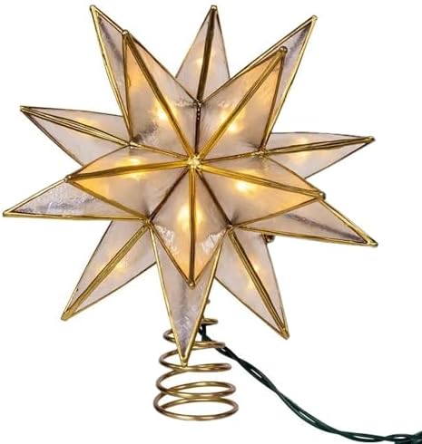 Kurt Adler 10-Light LED 15PT Gold Sputnik Capiz by KurtSAdler