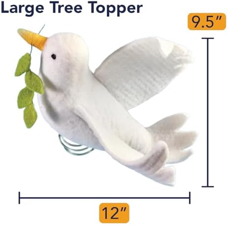 Bits and Pieces 12 Inch White Felt Dove Christmas Tree Topper - Image 3