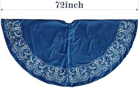 Bunny Chorus Christmas Tree Skirt, 72 inch Large Velvet Fur Plush Blue Tree Skirt, Xmas Tree Skirts with Silver Embroidered Wave Pattern for Merry Christmas Party Christmas Tree Decorations - Image 3