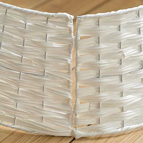 belupai Wicker Christmas Tree Skirts Collar Rings, Artificial Rattan Christmas Tree Skirt Stand Farmhouse Xmas Tree Collar for Artificial Christmas Trees Decoration(White,S) - Image 5
