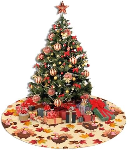 Happy Thanksgiving Day Turkey Pumpkin Christmas Tree Skirt 48" for Xmas Halloween New Year Holiday Party Home Tree Mat Decor Ornaments Decoration - Image 5