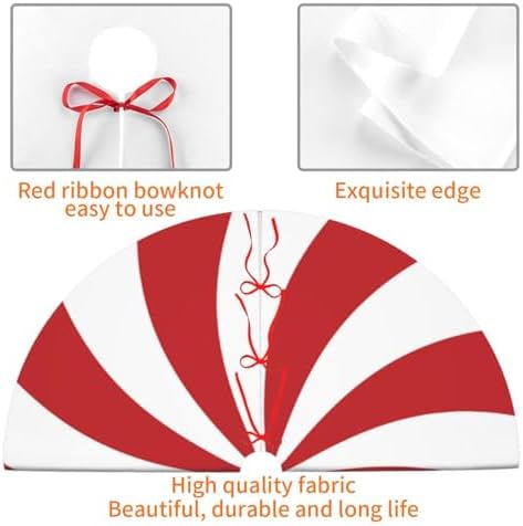 Swirl Christmas Tree Skirt 36 Inch Sweet Candy Cane Red and White Mat Funny Party Holiday Festive Decor Supplies for Home Occasion Ornament Decorations - Image 3