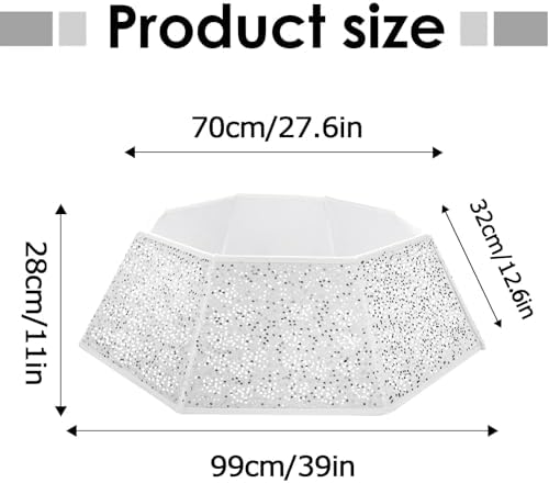 Christmas Tree Collar with Sparkling Sequin Tree Skirt for Holiday Home Decor Xmas Tree Ring(White, X-Large) - Image 3