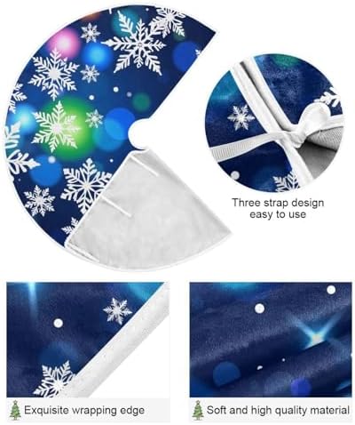 Beautiful Snowflakes Blue Christmas Tree Skirt Small Xmas Tree Skirts Decorations 36 in Burlap Tree Mat Cover for 4 ft Trees Holiday Party - Image 3
