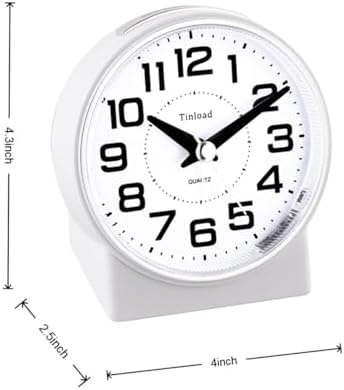 Tinload 4.3" No Ticking Analog Alarm Clock,Silent Readable for Seniors,Easy to Set,Gradual Rise Alarm,Big Numbers,On/Off Switch on Side,Gentle Wake,Snooze,Lighted on Demand,Battery Operated,White - Image 3