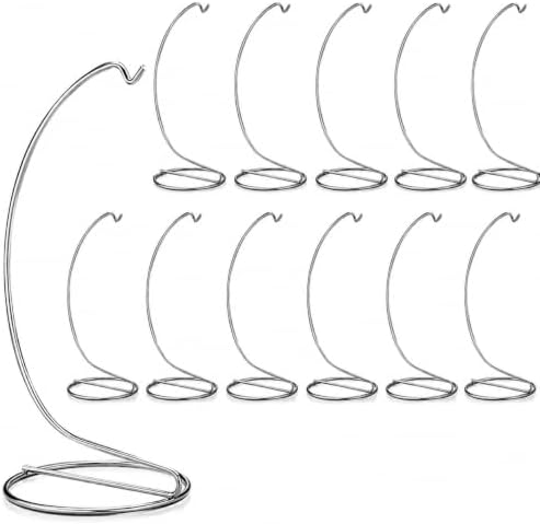 Metal Christmas Ornament Display Stand Set of 12, Smooth Silver Chrome 7 Inch Ornament Holders for Hanging Keepsake Ornaments, DIY Crafts, Tabletop Displays, Holiday Decor, Gift Shops & Party Favors by BANBERRYDESIGNS