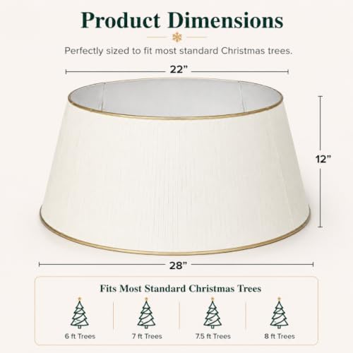 White Tree Collar, Holiday Tree Skirt Alternative, Christmas Decorations for Tree, Metal Christmas Tree Skirt, Xmas Tree Collar, Premium White & Gold Finish - Image 5
