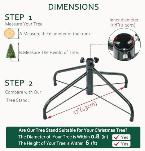 ELFJOY Christmas Tree Stand 17 inches Iron Metal Bracket Rubber Pad with Thumb Screw (43cm) - Image 3